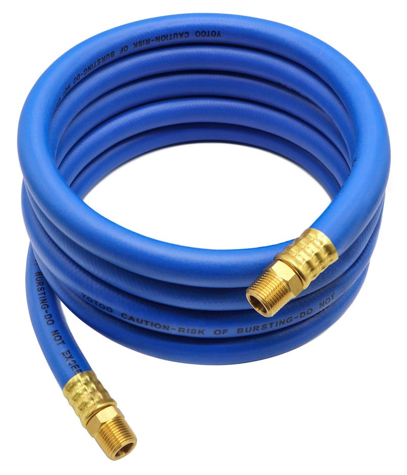 YOTOO Hybrid Lead-in Air Hose 1/2-Inch by 10-Feet 300 PSI Heavy Duty, Lightweight, Kink Resistant, All-Weather Flexibility with 3/8" Industrial Quick Coupler and Plug, Blue - Image 1